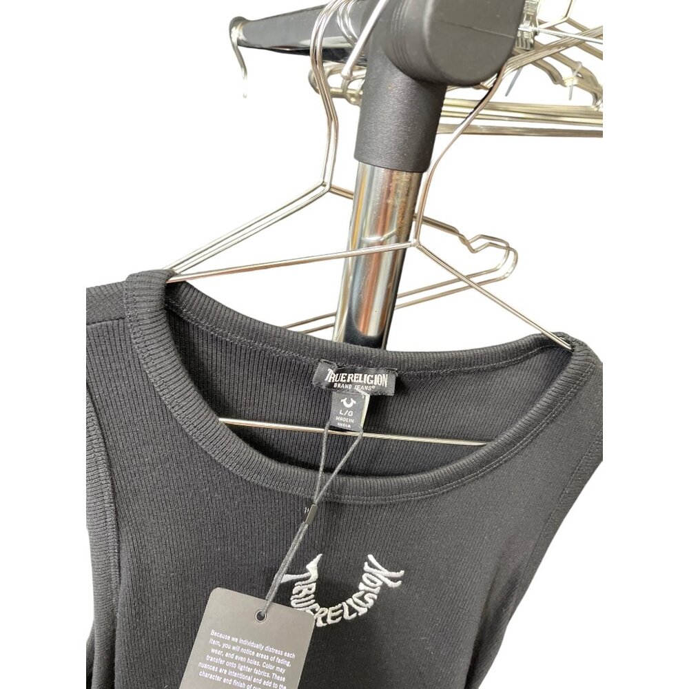 True Religion Womens Black HS Side Ruch Dress Size L SKU 9080 - Picture 2 of 11